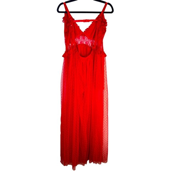 2/$30 NWT Choosy Size 18 Red Lingerie Maxi Gown Lace & Mesh - Picture 3 of 15